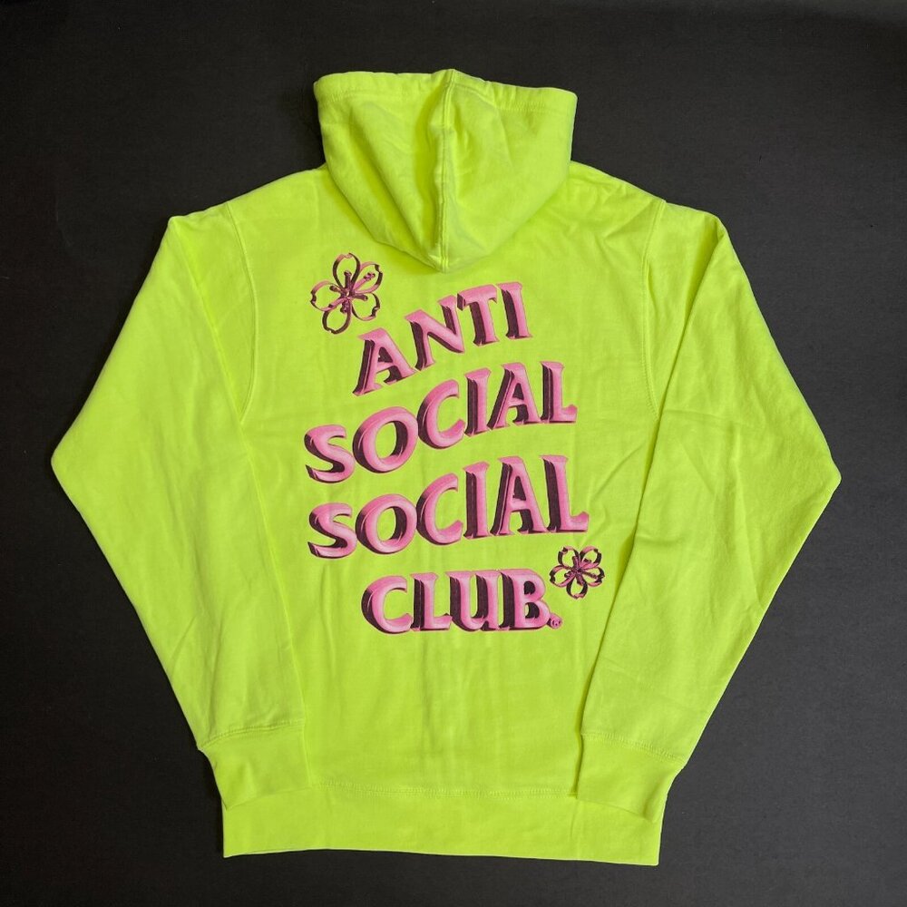 NWT Anti Social Social Club ASSC Neon Yellow Crush Zip Up Hoodie